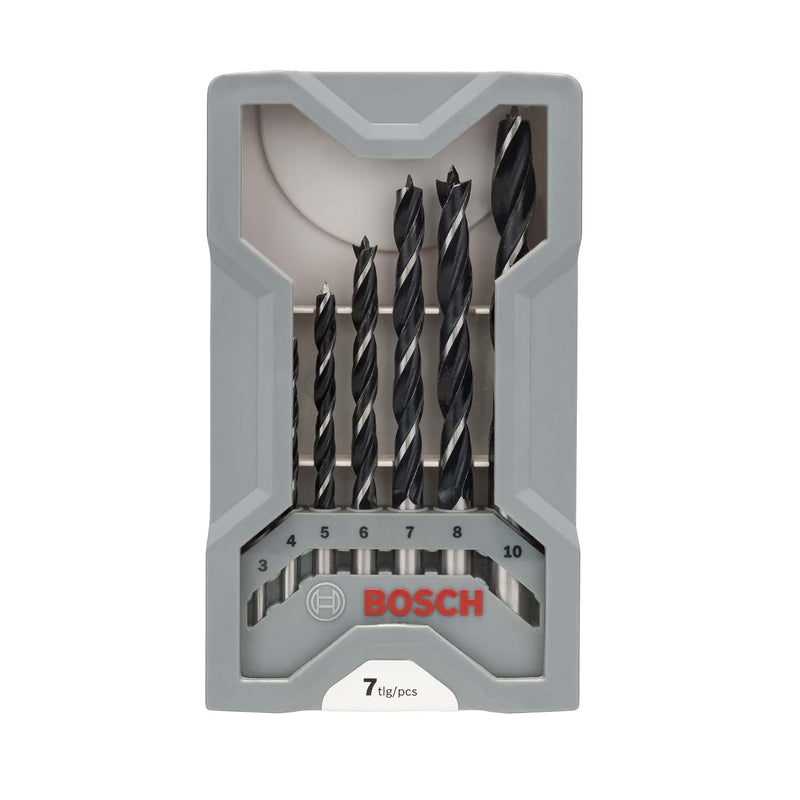 Bosch 2607017034 Brad Point 7-Piece Wood Drill Bit Set (3,4,5,6,7,8, 10 mm)