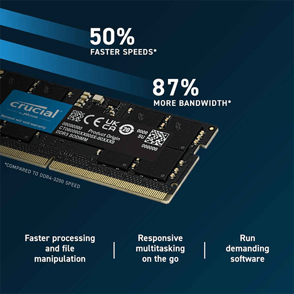 Crucial 32GB DDR5 4800MHz Laptop RAM -  CT32G48C40S5
