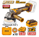 Ingco CAGLI2211532 20V Lithium-Ion Cordless Angle Grinder – 1200W