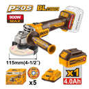 Ingco CAGLI261521 20V Cordless Angle Grinder – 900W Power Tool