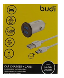 Budi CC603WS 12W Dual USB Car Charger – Fast Charging 2-Port USB Car Adapter for Smartphones & Tablets