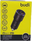Budi CC628TQB 36W QC Car Charger – Dual 18W Quick Charge USB Ports Fast Charging Adapter for Smartphones, Tablets and USB Devices