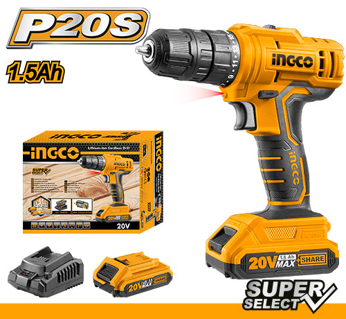 Ingco CDLI20011 LI-Ion Cordless Drill 20V