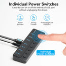 Vention CHXB0 USB B 3.0 to USB 3.0 x7 Hub with Individual Power Switches and DC 5.5mm Power Adapter