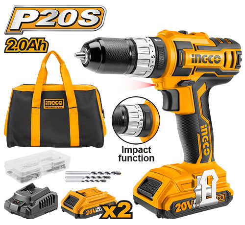 Ingco  CIDLI2002 LI-Ion Impact Cordless Drill  20V