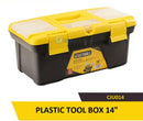Uyustools CJU014 14’’ Plastic Tool Box – Durable Portable Storage Organizer for Tools, Hardware & DIY Accessories with Secure Latches & Removable Tray
