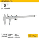 Uyustools CLA008 8’’ Vernier Caliper – Precision Measuring Tool, Stainless Steel, Metric & Inch Scale, Durable Engineering Gauge