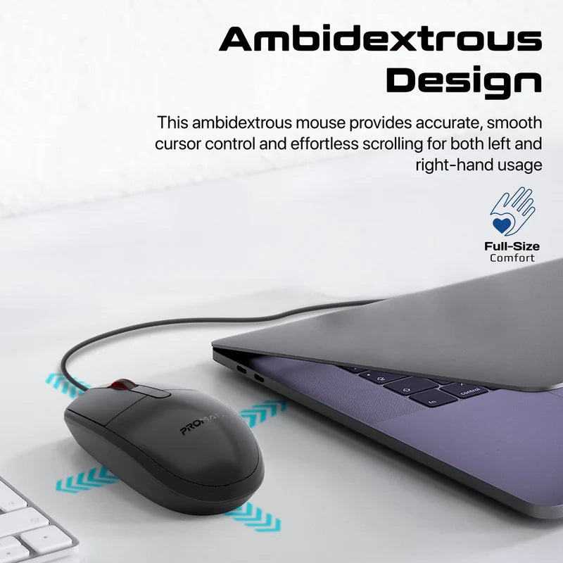 Promate 3 Button Wired Optical Mouse CM-1200
