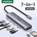 Ugreen CM195 Multifunction 7 in 1 Hub Adapter, USB-C To USB 3.0 (2 port) + USB-C + 4K HDMI + SD &amp; TF Card reader + PD Converter (UG- 15214)