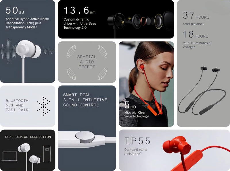 Nothing CMF Neckband Pro 50dB Active Noise Cancellation, Smart Dial Design, 37 Hours Playtime Bluetooth Headset