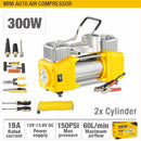 Uyustools CMM300U Auto Air Compressor Double Piston - 300 Watts - High Performance Car Tire Inflator - Portable 12V DC - Fast Inflation - Durable & Reliable