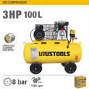 Uyustools CMP100U Electric Air Compressor 100 Litres – High Pressure Industrial Grade Powerful Silent Motor for Workshop and Garage Use