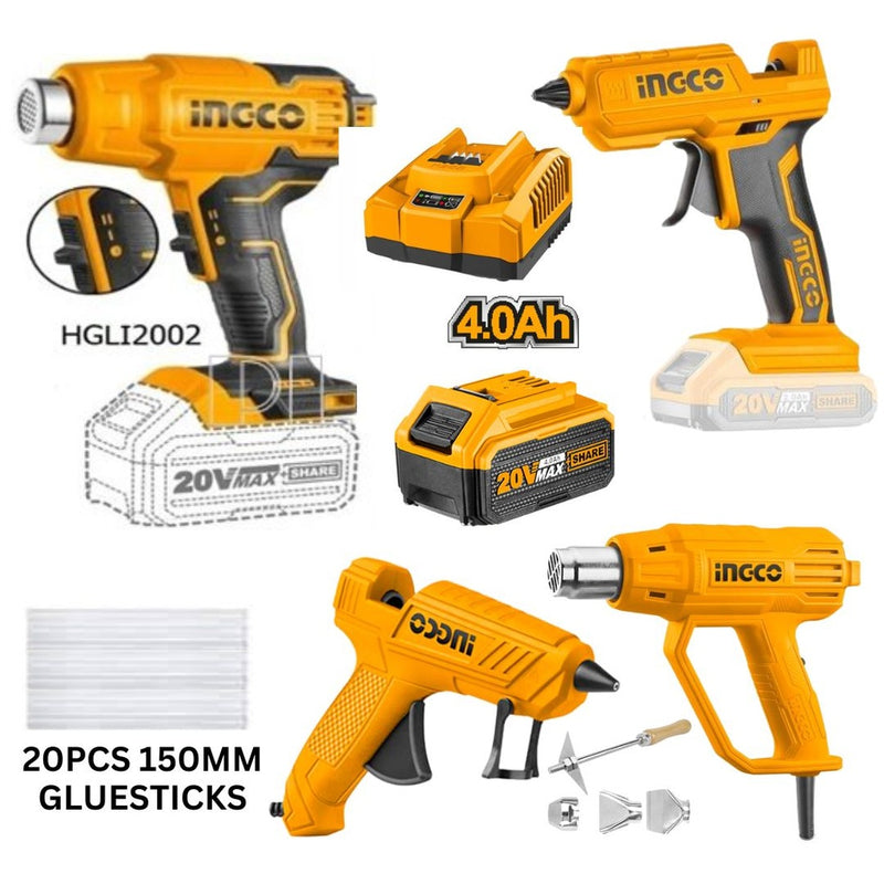 Ingco COSLI23021 Heat gun and glue gun combo kit 20V