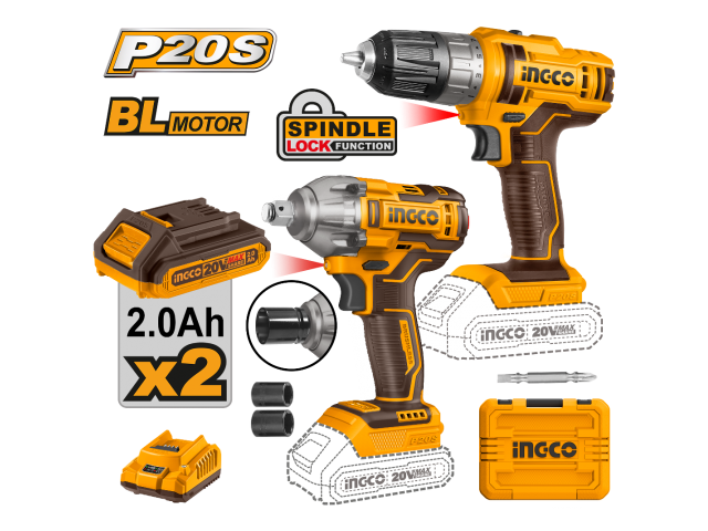 Ingco COSLI230702 Li-Ion Cordless 2Pcs Combo Kit