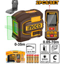 Ingco COSLL0401 Laser Level & Distance Measuring Kit – Self-Leveling Line Laser, Digital Distance Meter