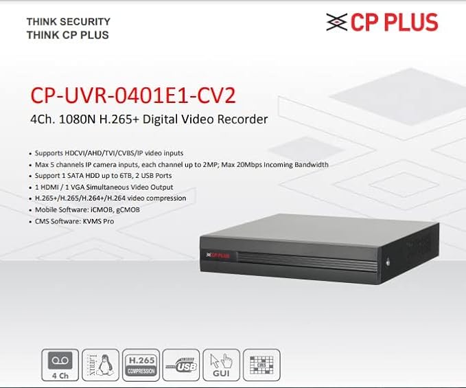 CP Plus CP-UVR-0401E1-CS 4 Ch 1080P Lite Cosmic HD Digital Video Recorder