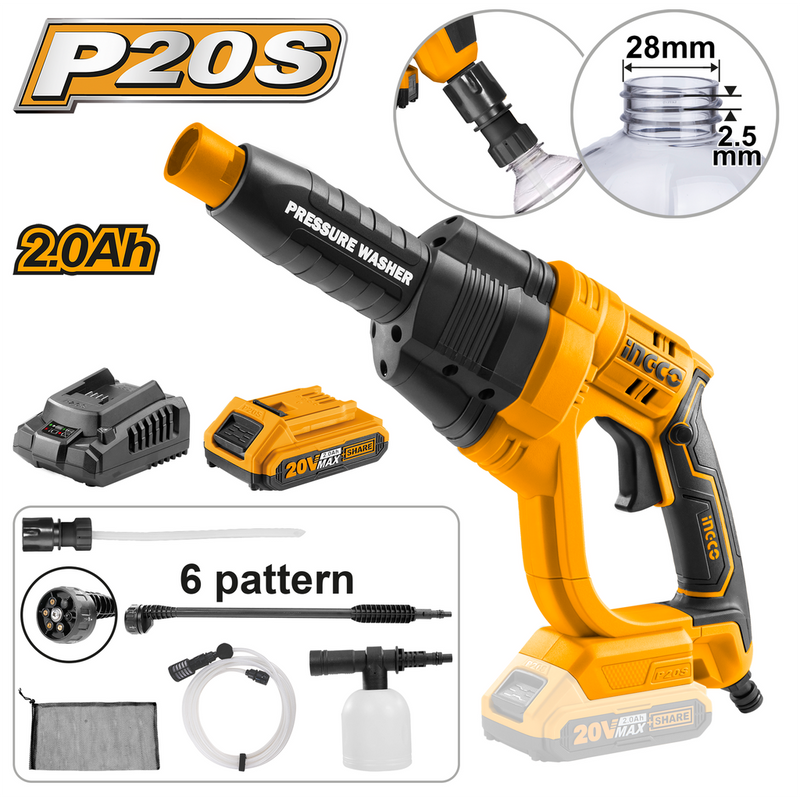 Ingco CPWLI20082 Lithium I-on Pressure Washer 20V