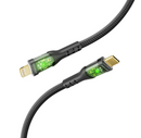 Promate 27W USB-C to Lightning Transparent Shells Cable (TRANSLINE-CI) - 1.2M Length, 27W Power Delivery, LED Lights