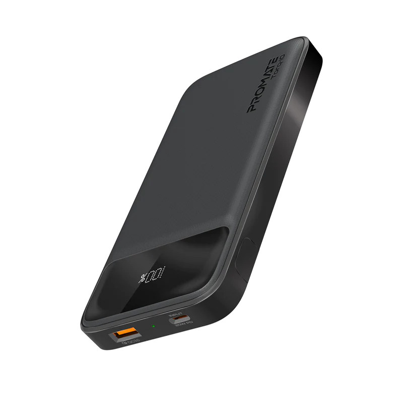 Promate 10000mAh Ultra Slim Power Bank (TORQ-10) - 20W Power Delivery, Quick Charge 3.0 Ports