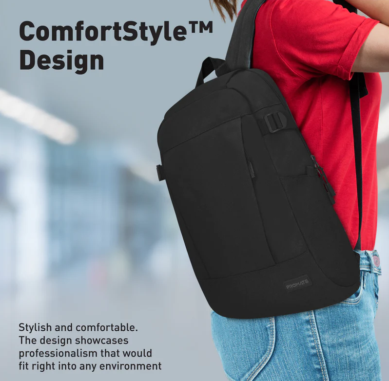 Promate 15.6" Casual ComfortStyle Laptop Backpack (BIRGER) - ComfortStyle Design, 2 Quick Access Pockets, For Laptops Up to 15.6"