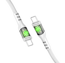Promate 60W Ultra-Fast USB-C Transparent Shells Cable (TRANSLINE-CC) - 1.2M Length, 60W Power Delivery, LED Lights