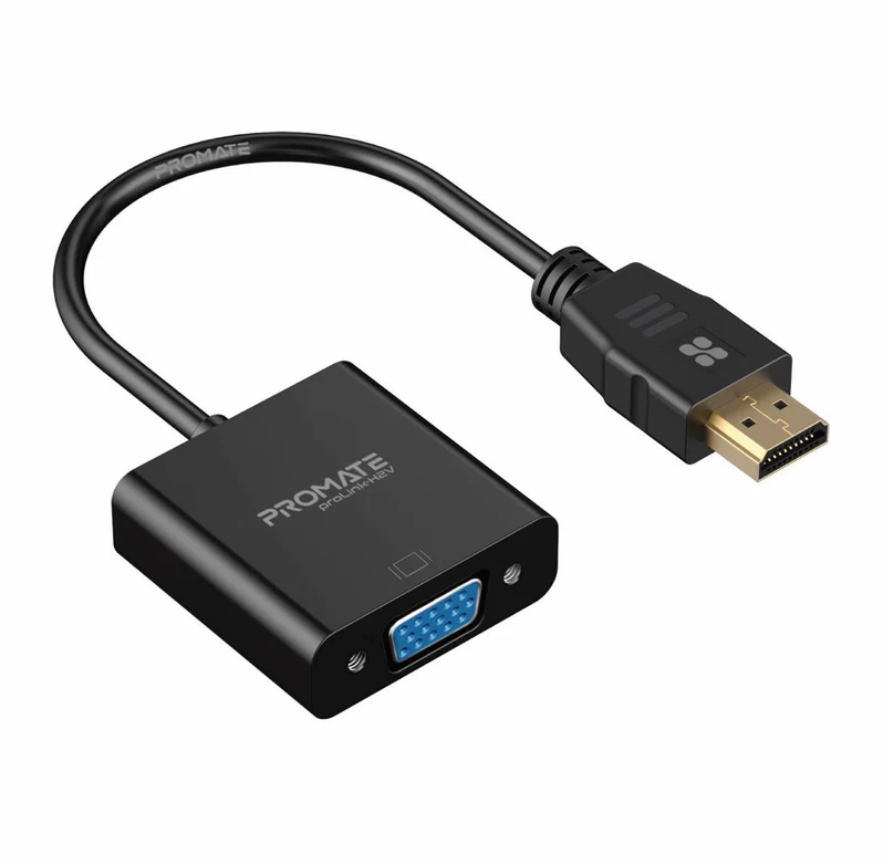 Promate HDMI to VGA Display Adaptor (PROLINK-H2V) - 1080p HD Resolution Support, Plug & Play Support