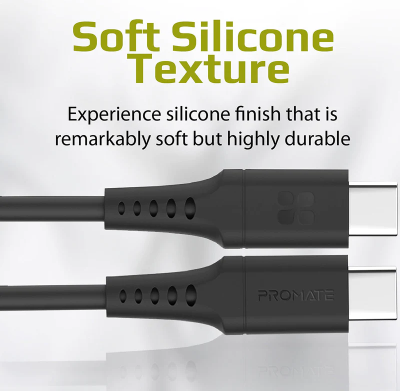 Promate  60W USB-C to USB-C Data and Charge Cable (POWERLINK-CC200) - 2M Length, 60W Power Delivery