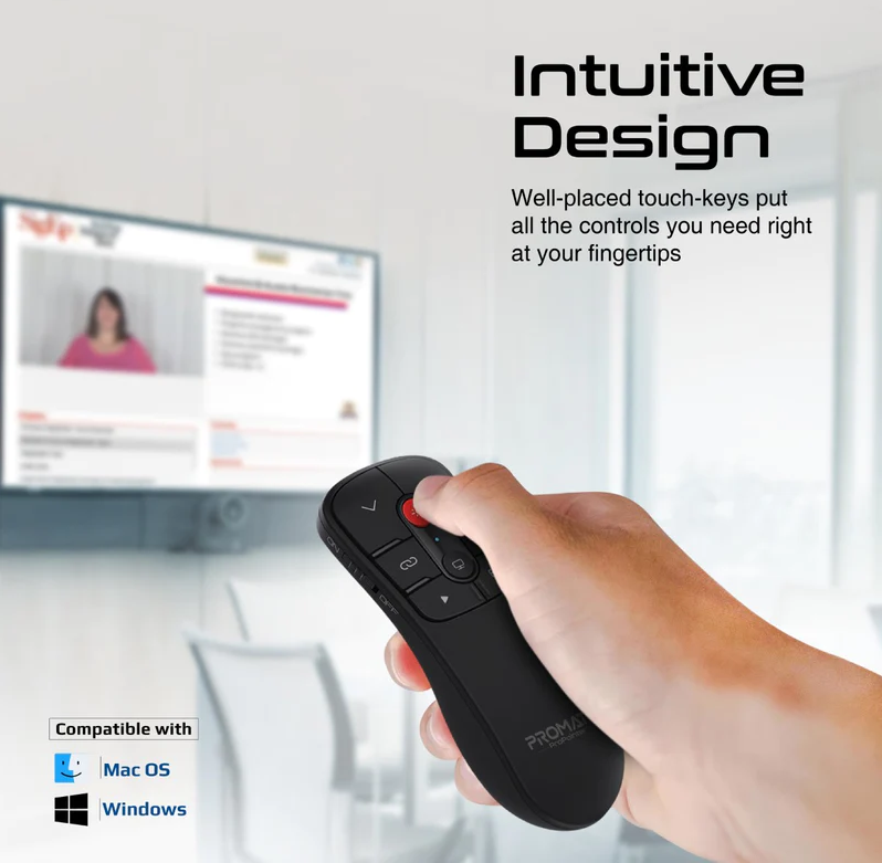 Promate 2.4GHz Wireless Presenter (PROPOINTER) - Presentation Controls, Laser Pointer