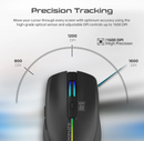 Promate Sleek Wireless Rechargeable Mouse (KITT.BLACK) - Adjustable 1600 DPI, 500mAh Rechargeable Battery, RGB Lighting