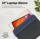 Promate Lightweight 300D Twill Polyester 13" Laptop Sleeve (LIMBER-SB) - Water-Resistant, 1 Main Compartment, 1 Front Pocket, For Laptops Up to 13"