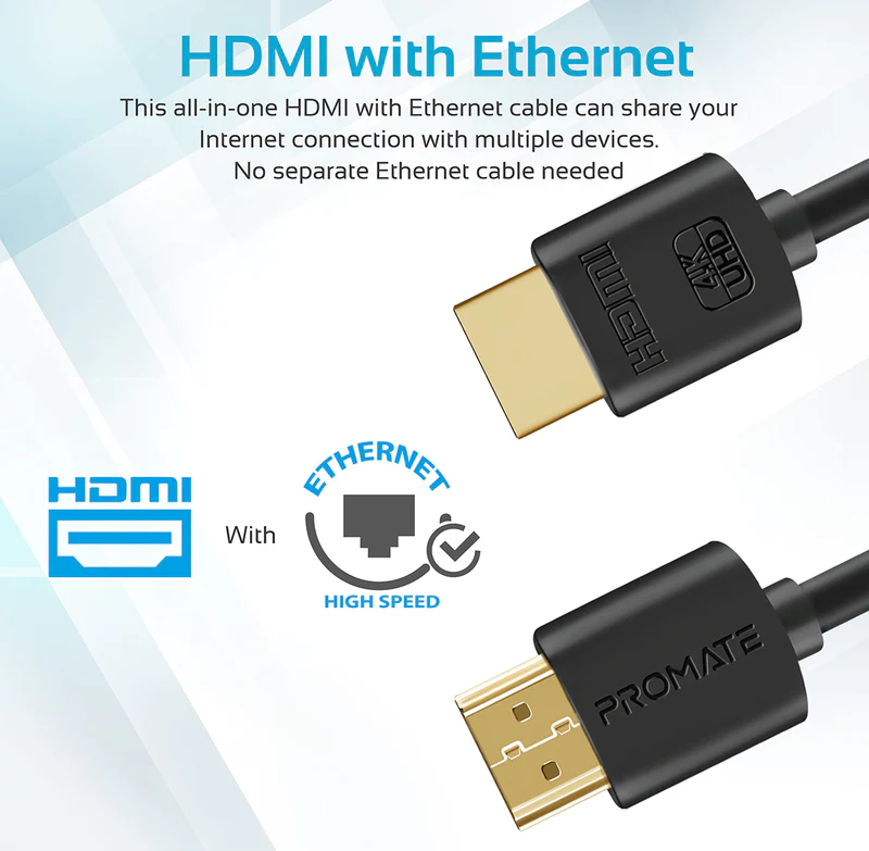 Promate HDMI (Male)-HDMI (Male) Cable (PROLINK4K2-10M) - 3D, 4K Ultra HD & Ethernet Support, 10M Length