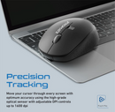 Promate 1600DPI Dual Tone Ergonomic Wireless Mouse (TRACKER) - Adjustable 1600 DPI, MaxComfort Ergonomic Design