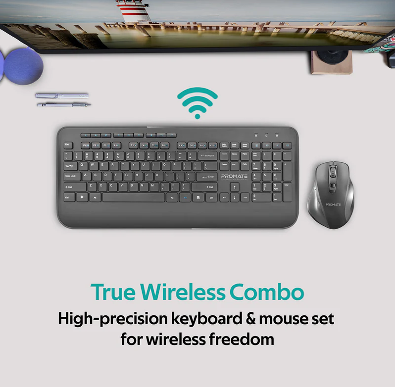 Promate Portable Wireless Slim Media Keyboard & Mouse Combo (PROCOMBO-8)