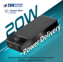 romate 20000mAh Ultra Slim Power Bank (TORQ-20) - 20W Power Delivery, Quick Charge 3.0 Ports