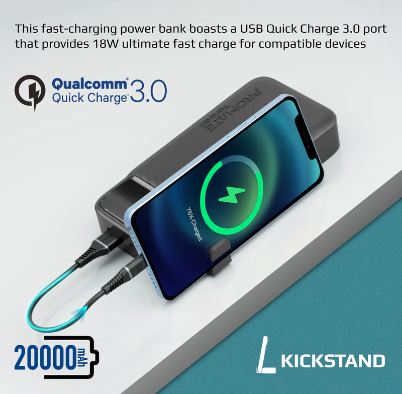 romate 20000mAh Ultra Slim Power Bank (TORQ-20) - 20W Power Delivery, Quick Charge 3.0 Ports