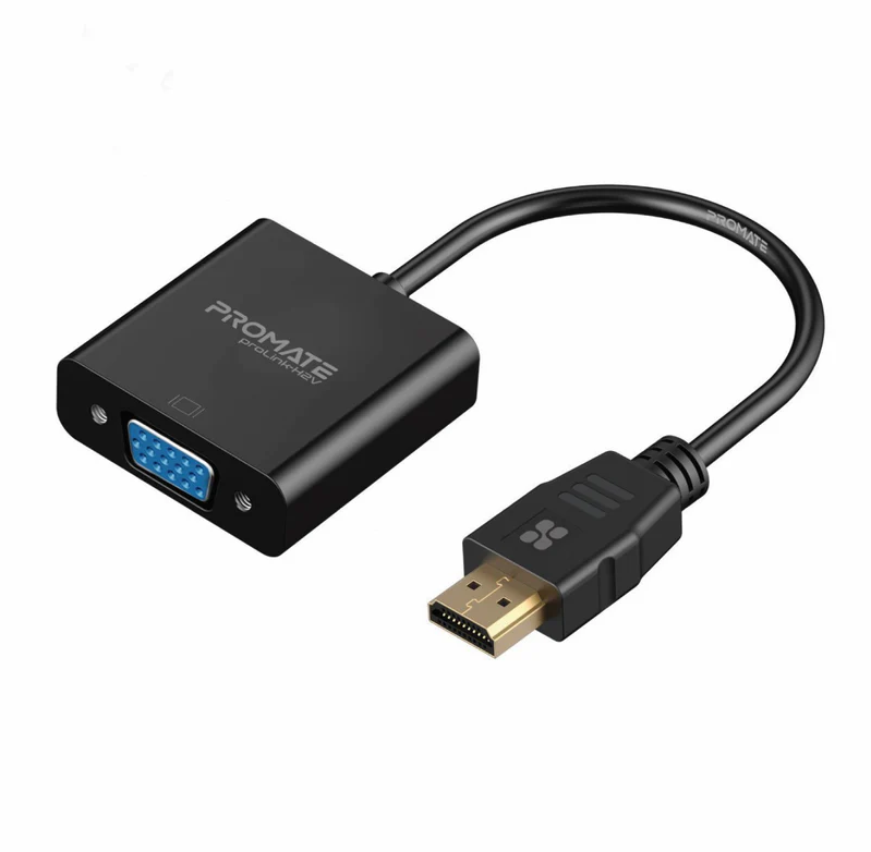 Promate HDMI to VGA Display Adaptor (PROLINK-H2V) - 1080p HD Resolution Support, Plug & Play Support