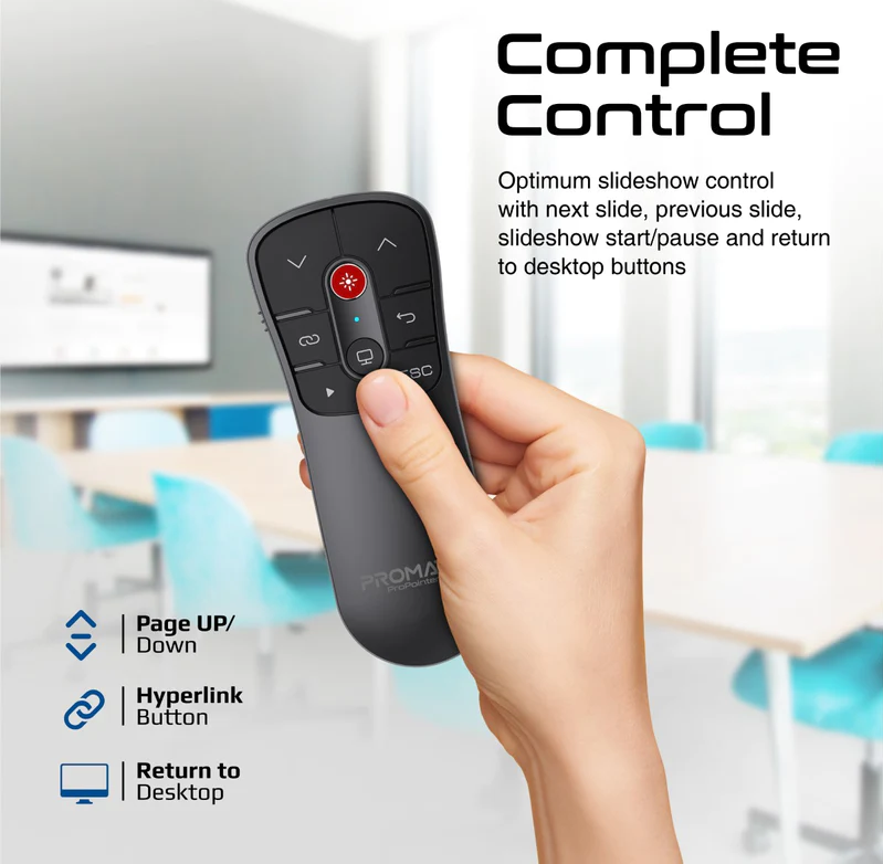 Promate 2.4GHz Wireless Presenter (PROPOINTER) - Presentation Controls, Laser Pointer