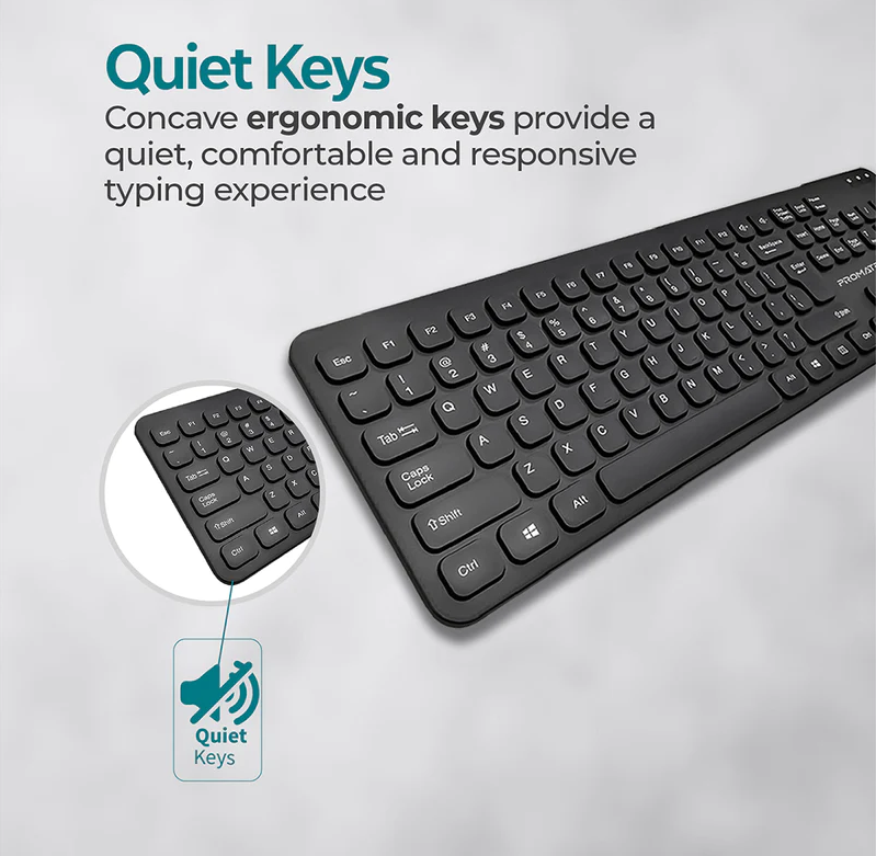 Promate Wired Ultra-Slim Ergonomic Keyboard (EASYKEY-4)