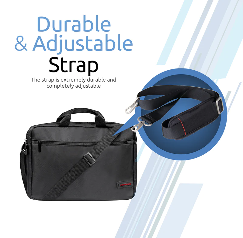 Promate Lightweight 15.6” Laptop Messenger Bag (GEAR-MB) - Front Storage Zipper, For Laptops Up to 15.6"