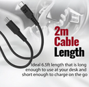 Promate  60W USB-C to USB-C Data and Charge Cable (POWERLINK-CC200) - 2M Length, 60W Power Delivery