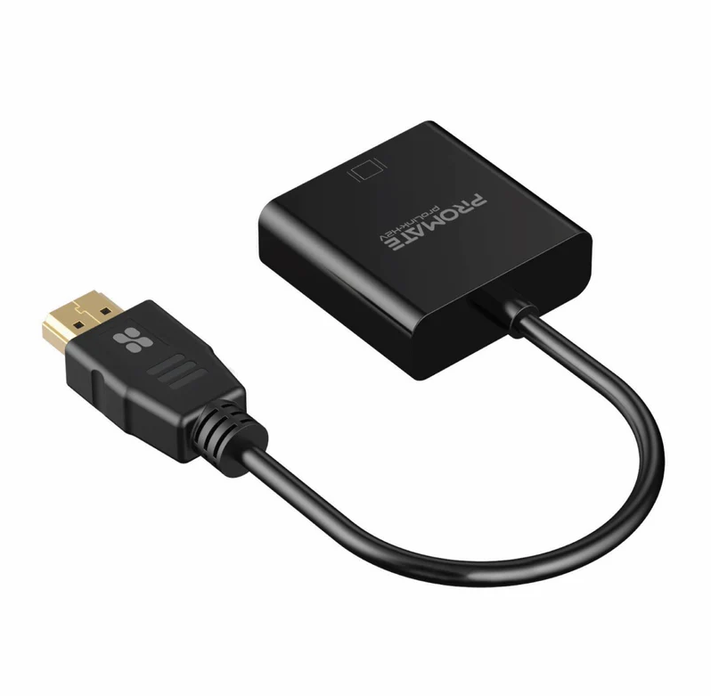 Promate HDMI to VGA Display Adaptor (PROLINK-H2V) - 1080p HD Resolution Support, Plug & Play Support