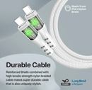 Promate 60W Ultra-Fast USB-C Transparent Shells Cable (TRANSLINE-CC) - 1.2M Length, 60W Power Delivery, LED Lights