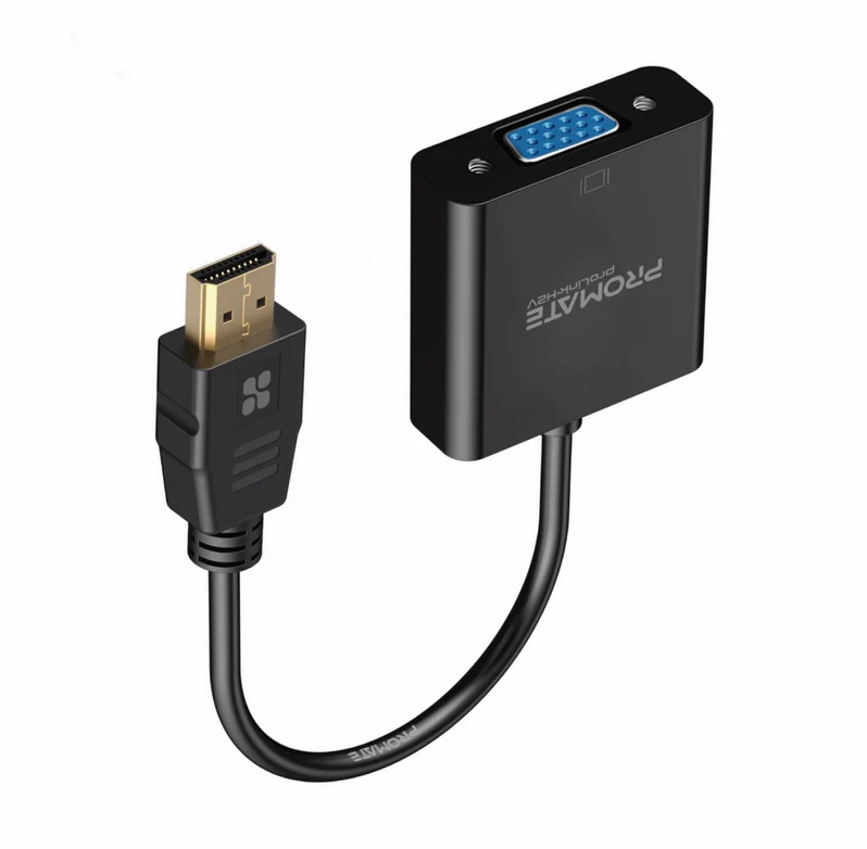 Promate HDMI to VGA Display Adaptor (PROLINK-H2V) - 1080p HD Resolution Support, Plug & Play Support