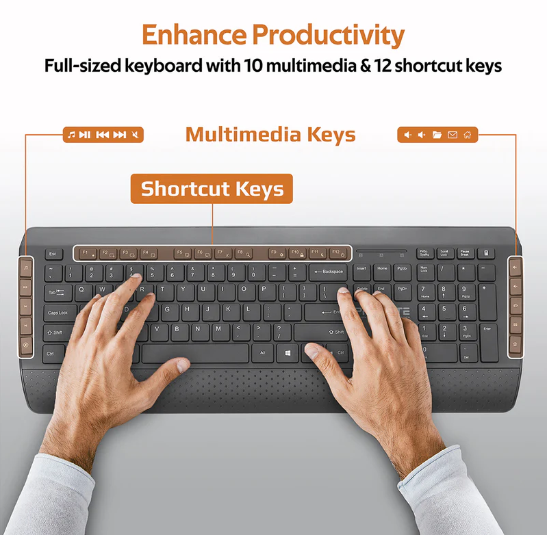Promate Ergonomic Multimedia Wireless Keyboard & Mouse Combo (PROCOMBO-10)