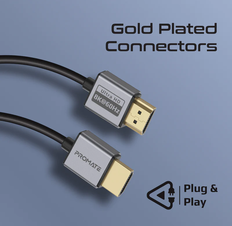 Promate 8K@60Hz Ultra High-Speed HDMI 2.1 Cable (PRIMELINK8K-150) - 8K@60Hz High-Definition, 1.5M Cable Length