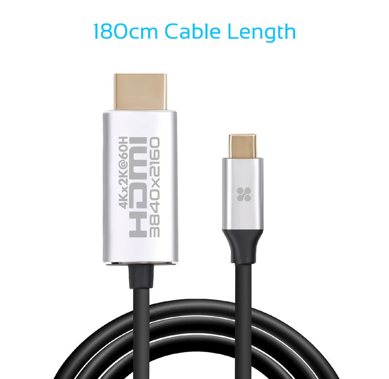 Promate 4K x 2K(60Hz) USB-C to HDMI 2.0 Audio Video Cable (HDLINK-60H) - 4K x 2K@60Hz High-Definition, 1.8M Cable Length, USB-C & HDMI Interfaces