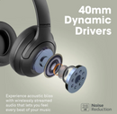 Promate Active Noise Cancelling High-Fidelity Stereo Wireless Bluetooth Headphones (CONCORD.BLACK) - 27H Playtime, 40mm Dynamically Tuned Drivers