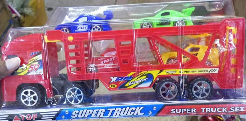 Car Carrier Truck with 4 Cars Included Toy for Kids