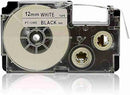 Casio PT-12WE 12mm x 8m black on white label tape – Ensures clear, durable labeling for organized and professional identification at home, office, or business use