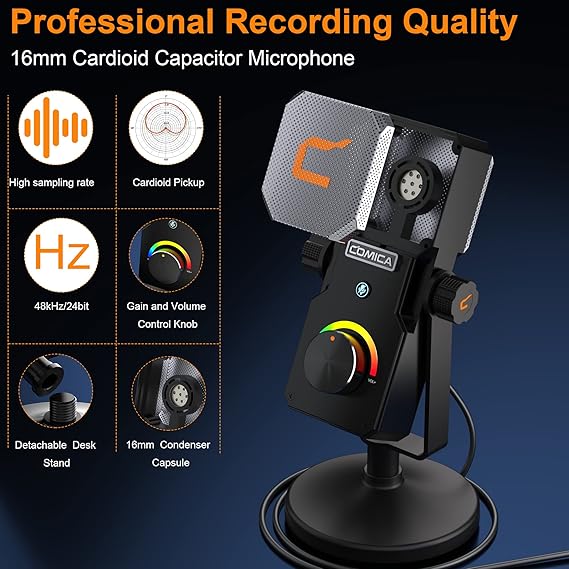 Comica STA-U1 USB Desktop microphone for Gaming with RGB Light